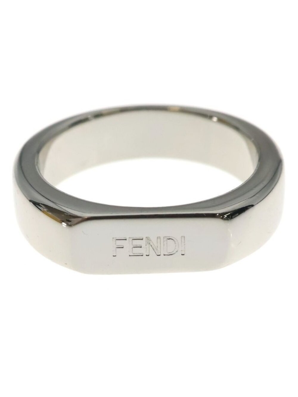 Fendi Logo Stamp Seal Ring Silver